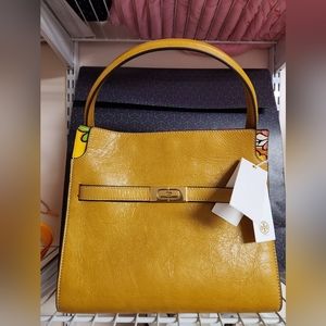 Tory Burch Lee Radziwill Small Double Bag in Deep Sunflower
